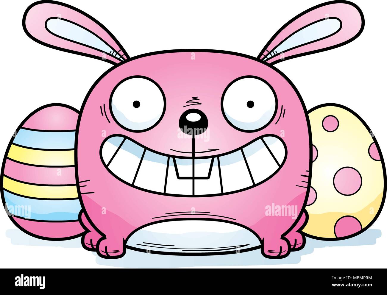 Un cartoon illustrazione del coniglietto di pasqua cercando felice. Illustrazione Vettoriale