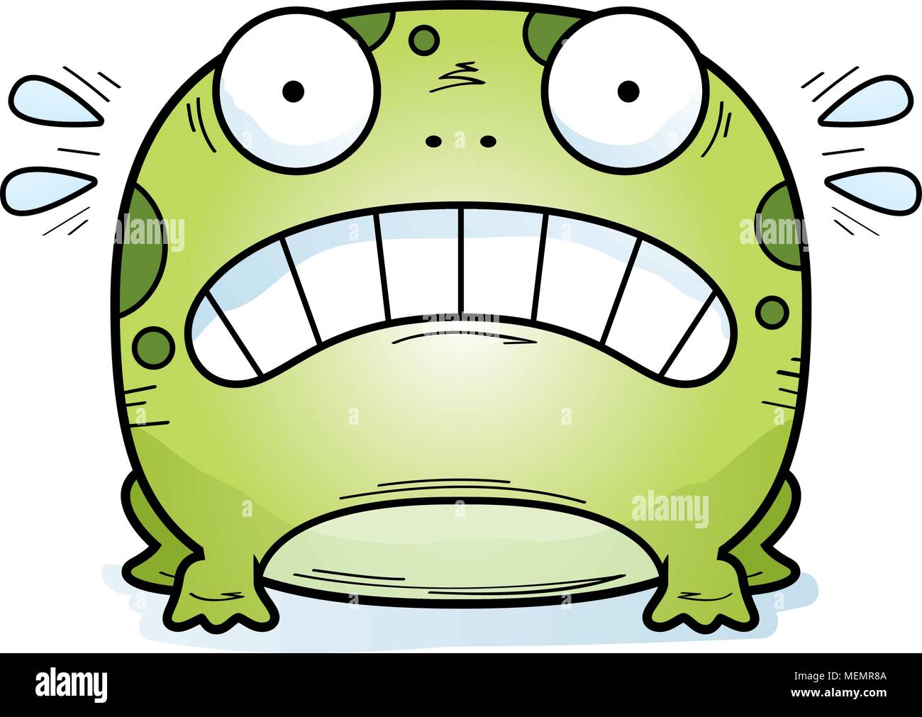 Un cartoon illustrazione di una rana cercando spaventata. Illustrazione Vettoriale
