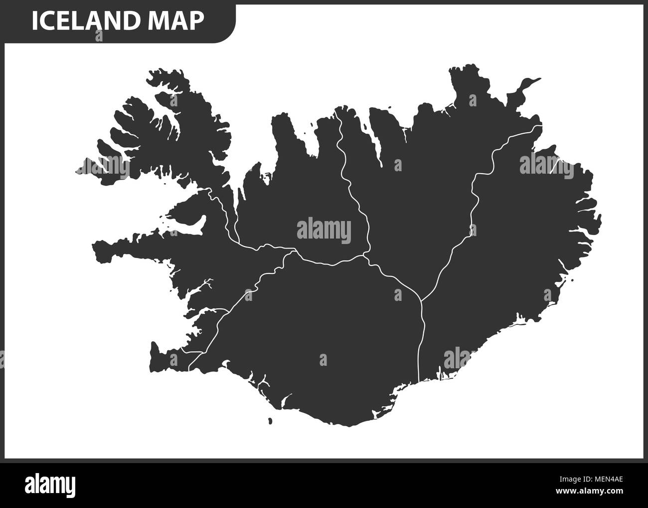 La mappa dettagliata di Islanda con le regioni o gli Stati membri. Divisione amministrativa Illustrazione Vettoriale