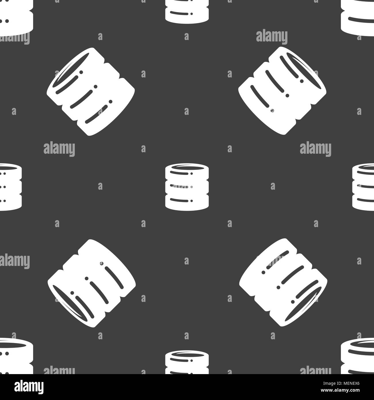 Hard drive data base icona segno. Seamless pattern su uno sfondo grigio. Illustrazione Vettoriale Illustrazione Vettoriale