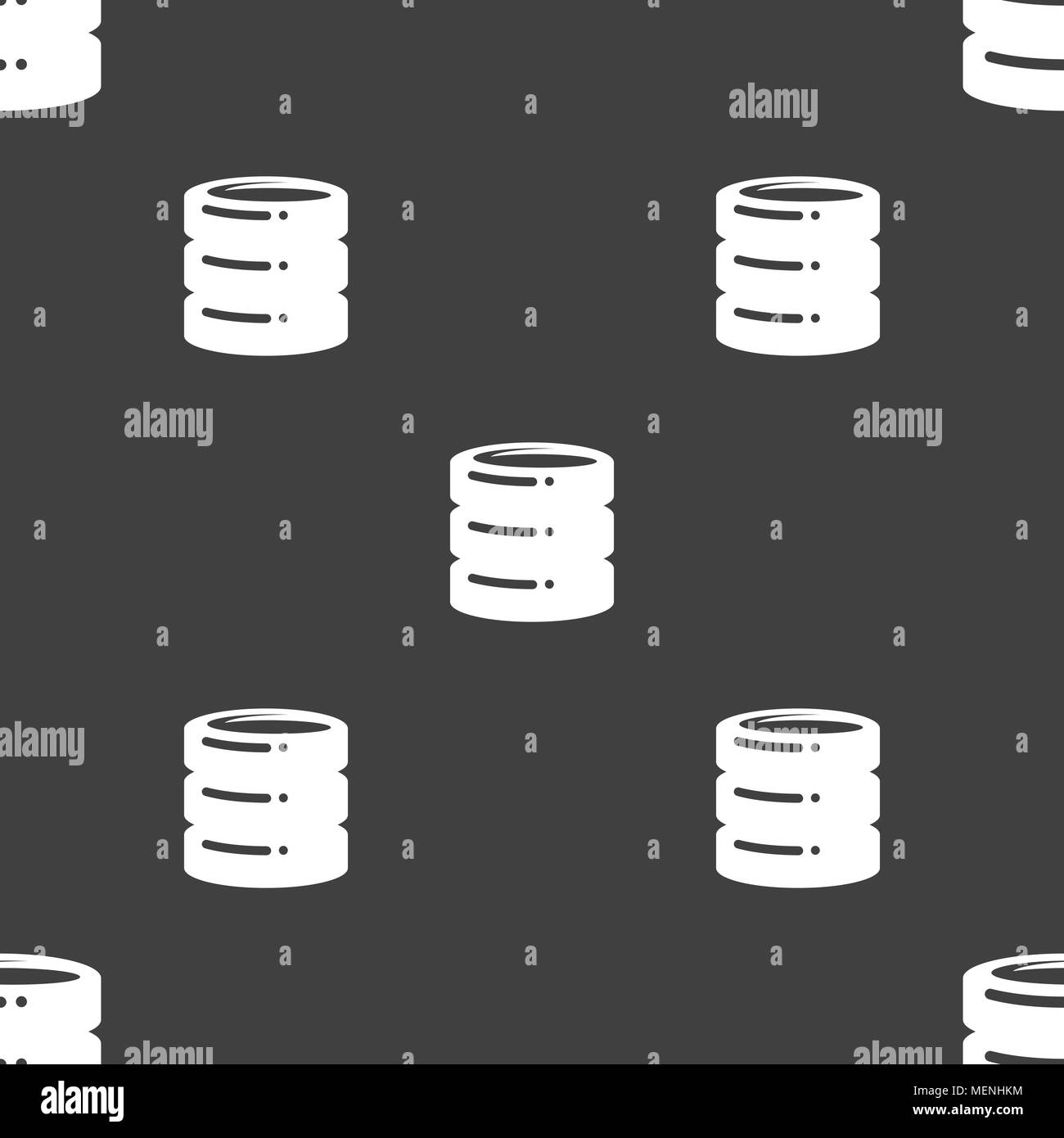 Hard drive data base icona segno. Seamless pattern su uno sfondo grigio. Illustrazione Vettoriale Illustrazione Vettoriale