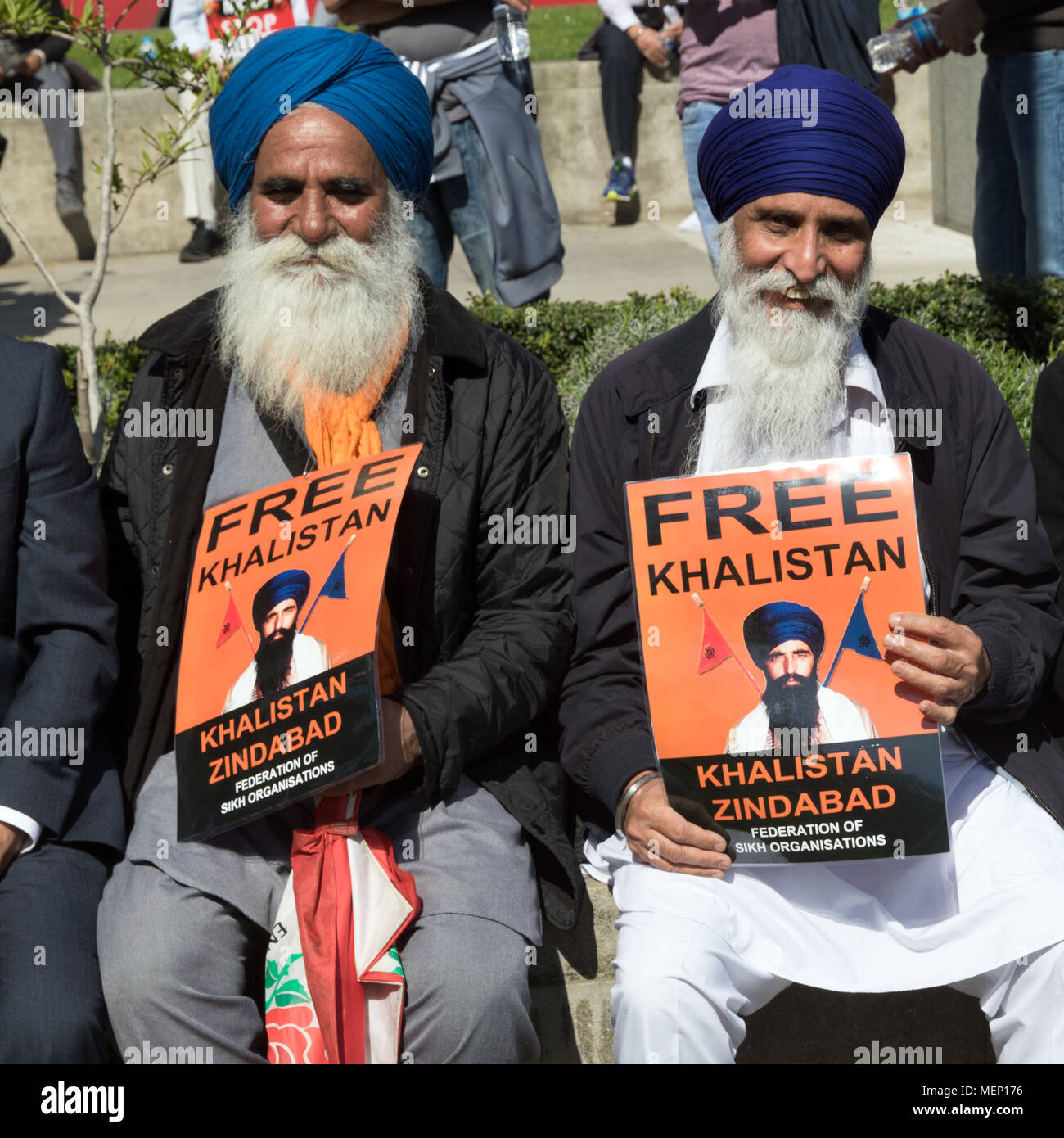 Manifestazione a Londra la piazza del Parlamento contro Nahendra Modi la visita nel Regno Unito Foto Stock
