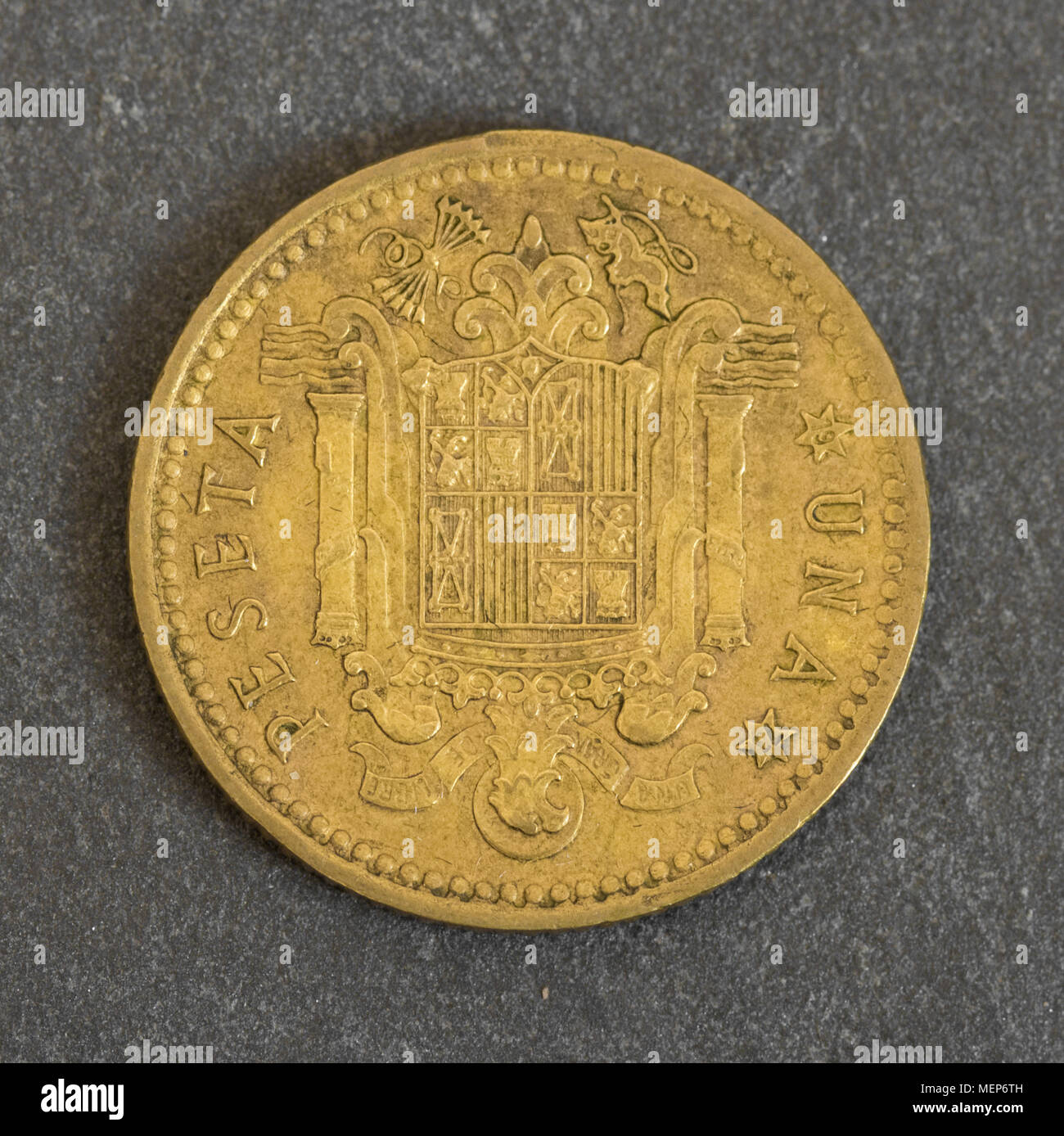 Antique una peseta moneta Foto Stock