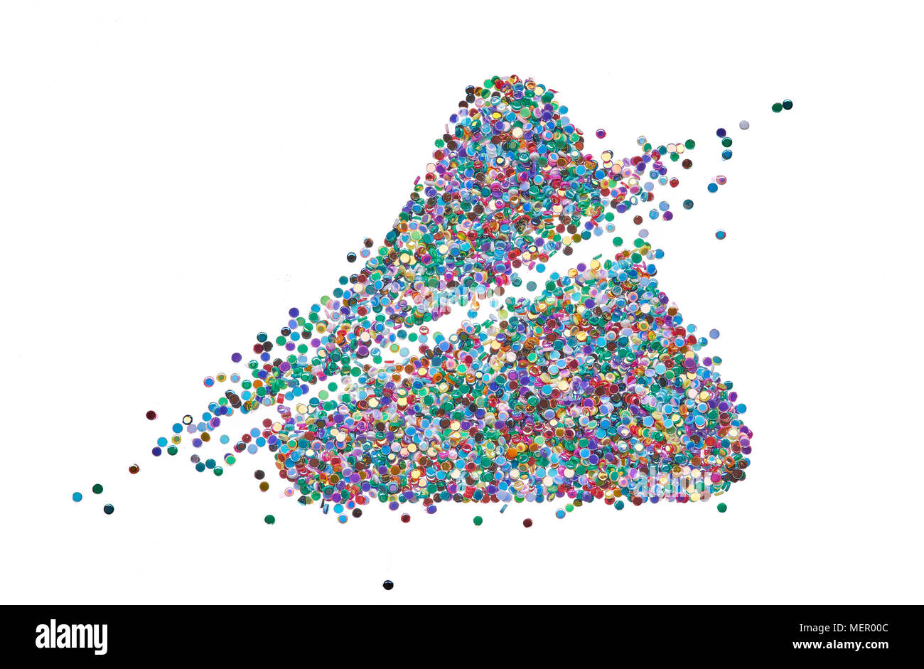 Luminose e sfondo originale di puntini multicolori, sotto forma di un triangolo Foto Stock