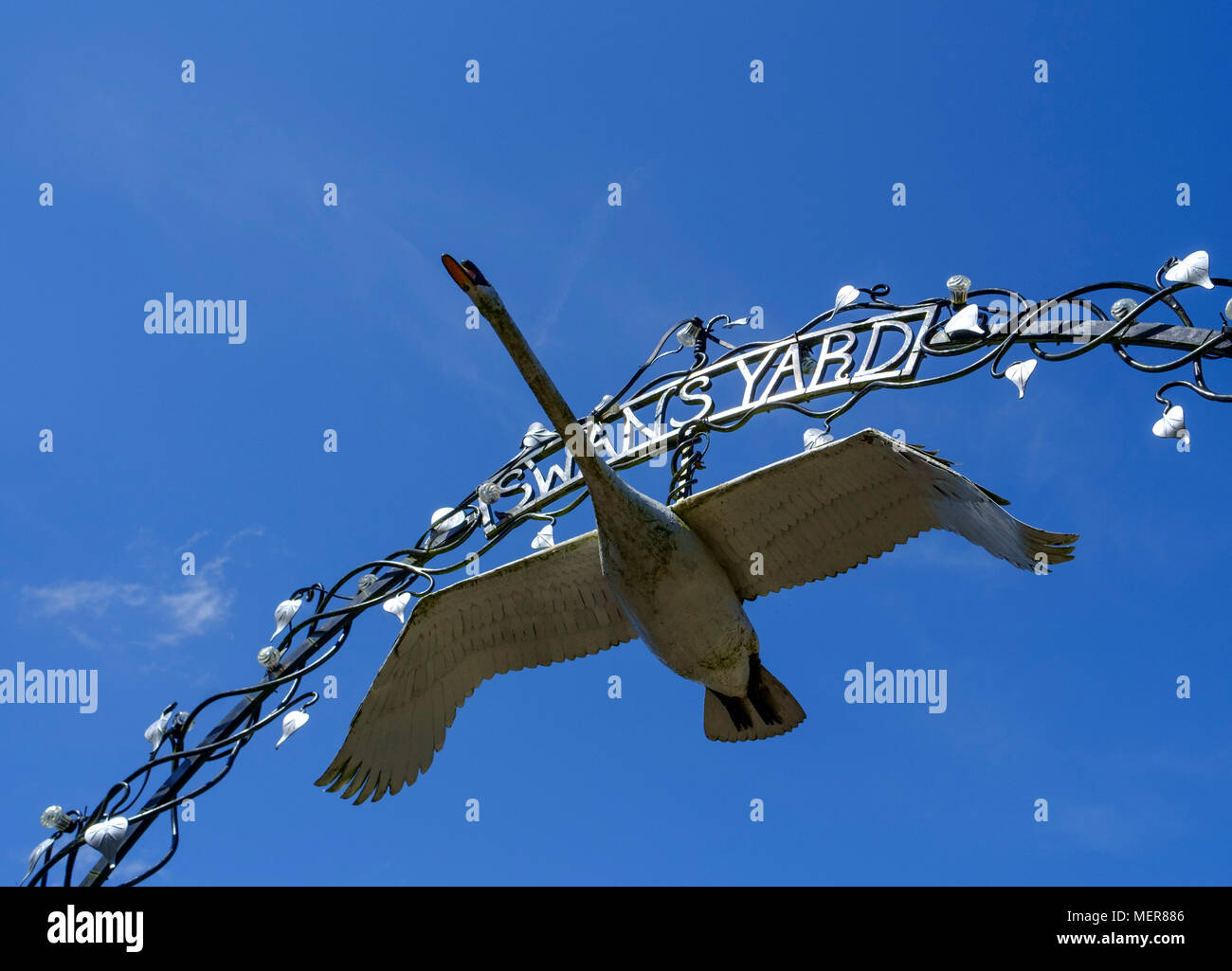 Shaftesbury è una piccola città in DORSET REGNO UNITO Inghilterra cigni cantiere Foto Stock