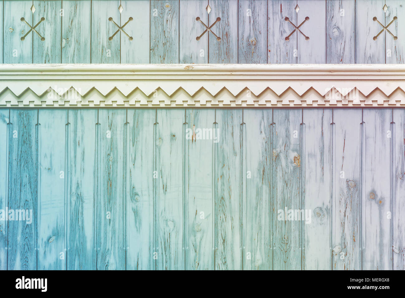 Sfondo multicolore texture di legno per design e arte può essere utilizzato come copertina per opuscoli o sfondi staccionata in legno tenero di colore blu con un prett Foto Stock
