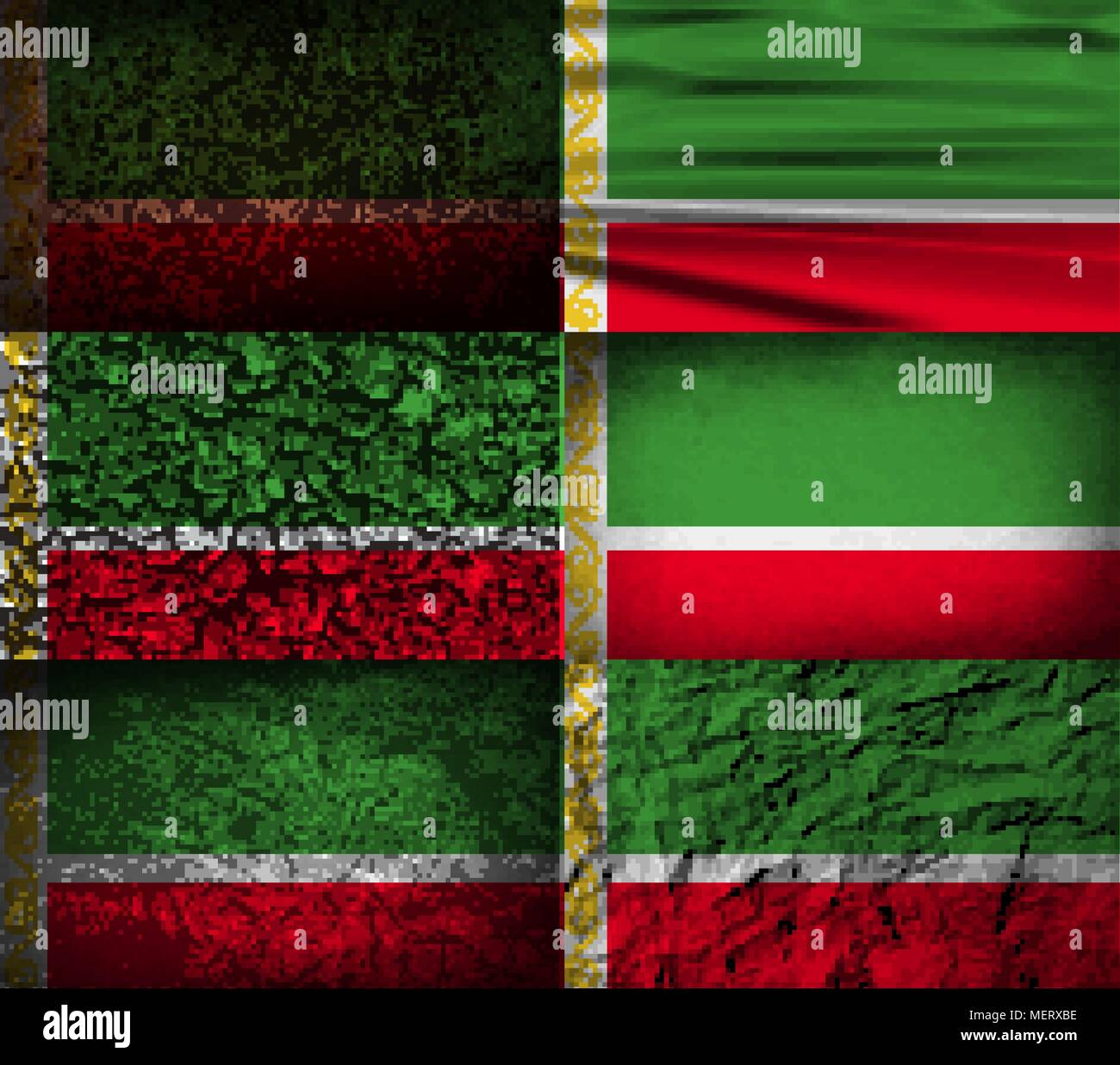 Bandiera della Repubblica cecena con il vecchio texture. Illustrazione Vettoriale Illustrazione Vettoriale