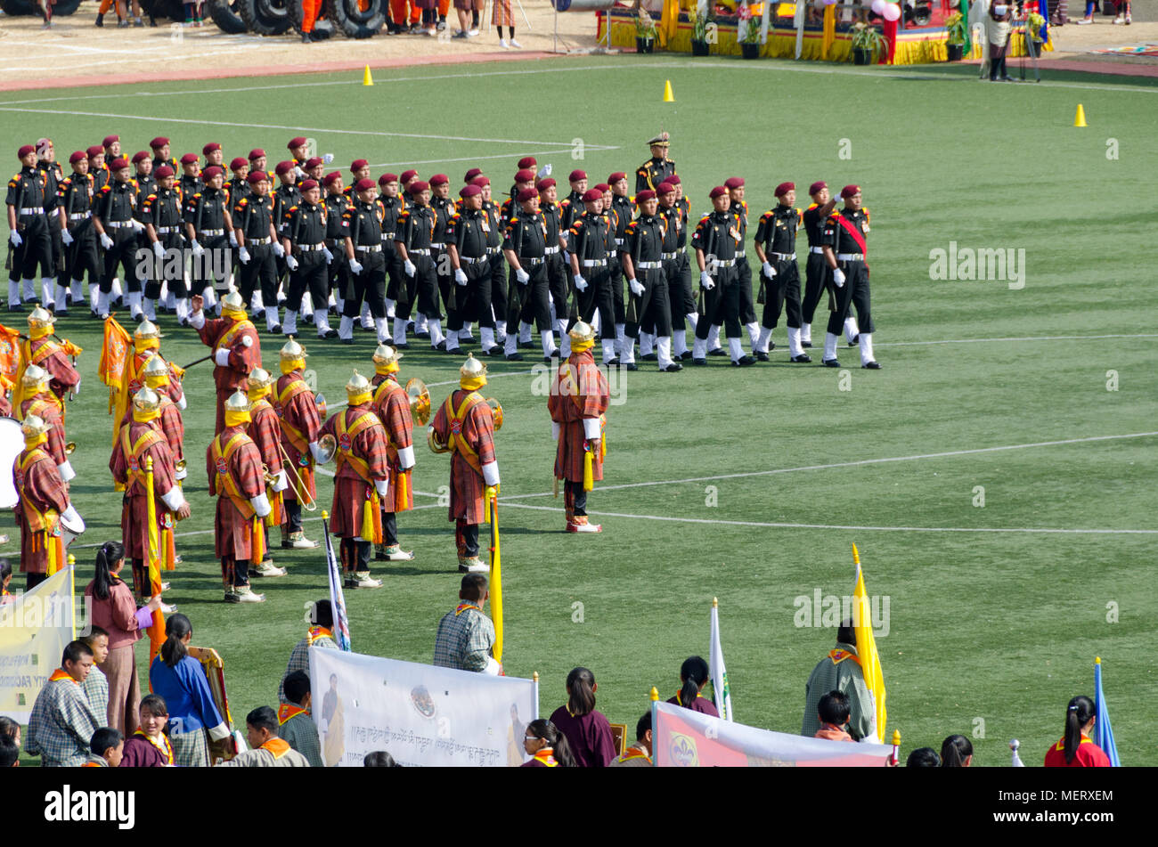 Kings celebrazione di compleanno, Changlimithang Stadium, Stadio Nazionale, Thimphu Bhutan Foto Stock