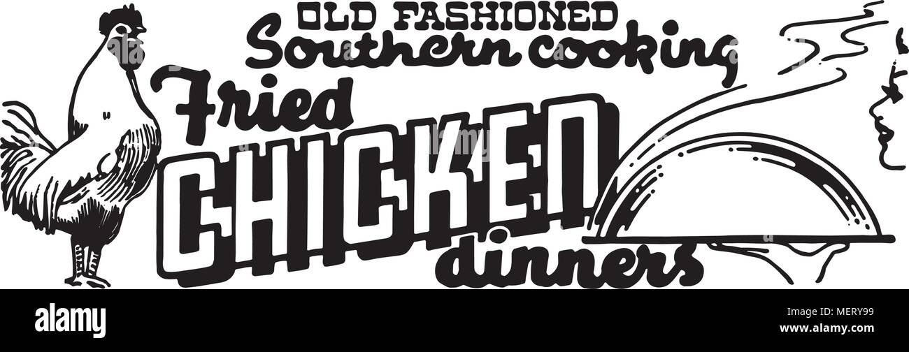 Pollo fritto - Cene retrò arte Annunci Banner Illustrazione Vettoriale