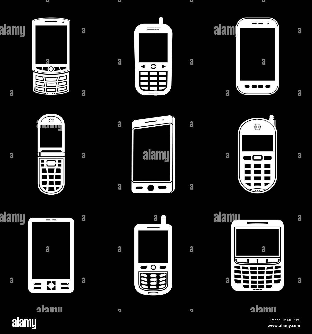 Telefono cellulare icona impostare Illustrazione Vettoriale