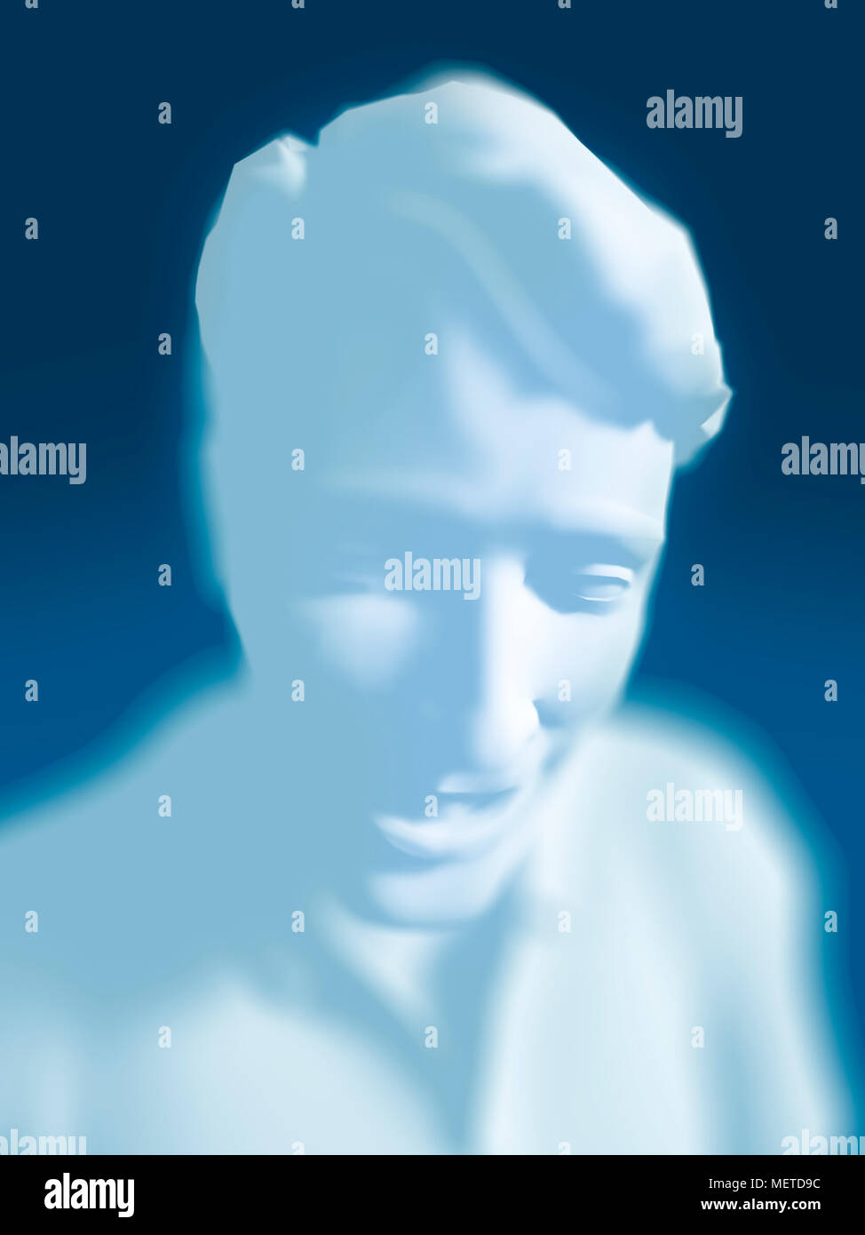 Guardando verso il basso strano imprenditore il corpo superiore Foto Stock