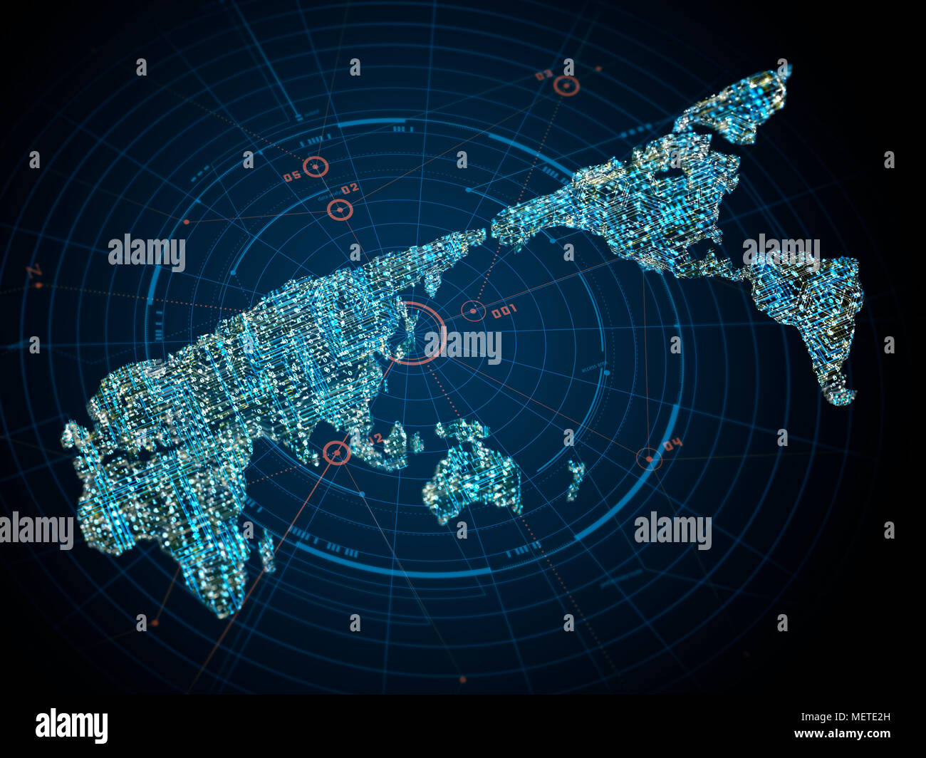 La progettazione di circuiti mappa del mondo Foto Stock