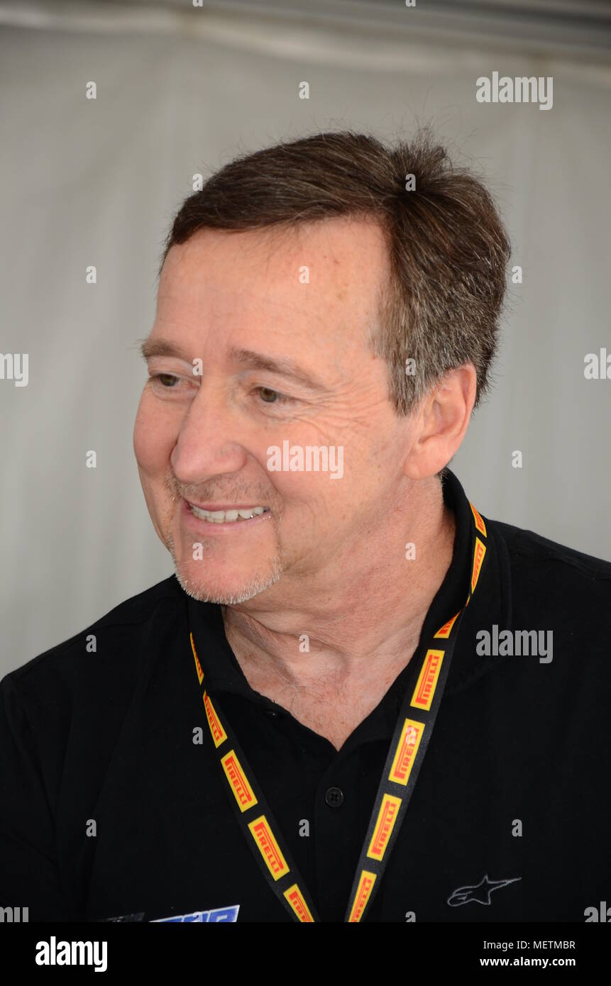 21 Aprile 2018: Freddie Spencer al Motor Festival Legenda 2018 sul circuito di Imola in Italia. Foto Stock