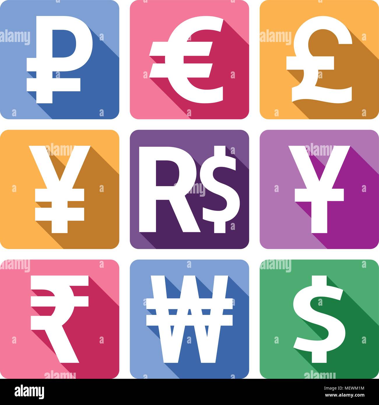 Cambio segno icone vettoriali set. Valuta il denaro delle icone. Illustrazione Vettoriale