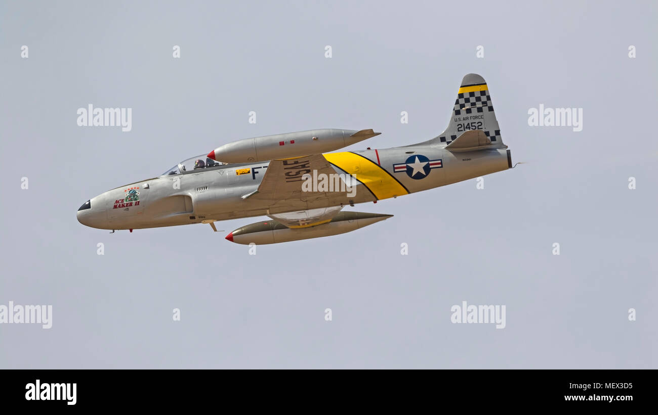 Aeroplano T-33 Shooting Star guerra coreana era aeromobile Foto Stock