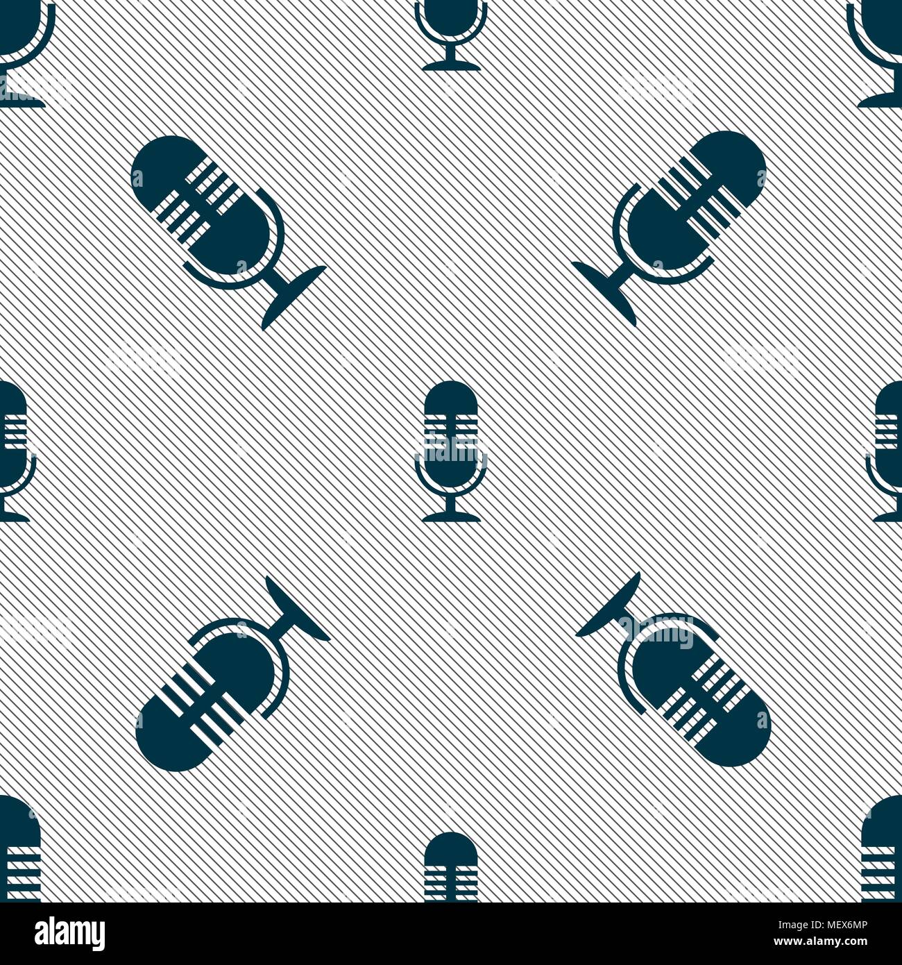 Icona a forma di microfono segno. Modello senza cuciture con texture geometrica. Illustrazione Vettoriale Illustrazione Vettoriale