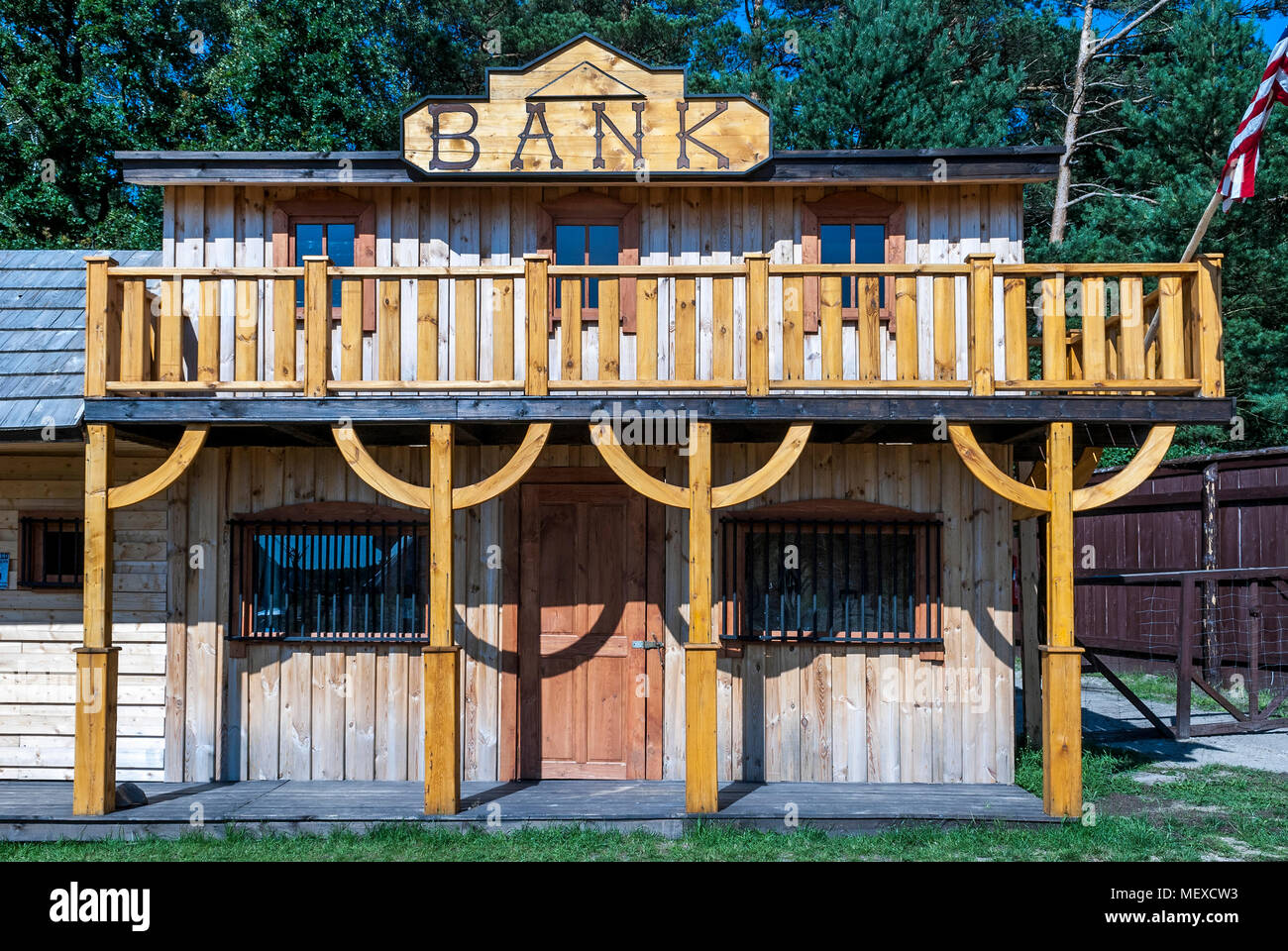 Vecchio stile western bank building. Foto Stock