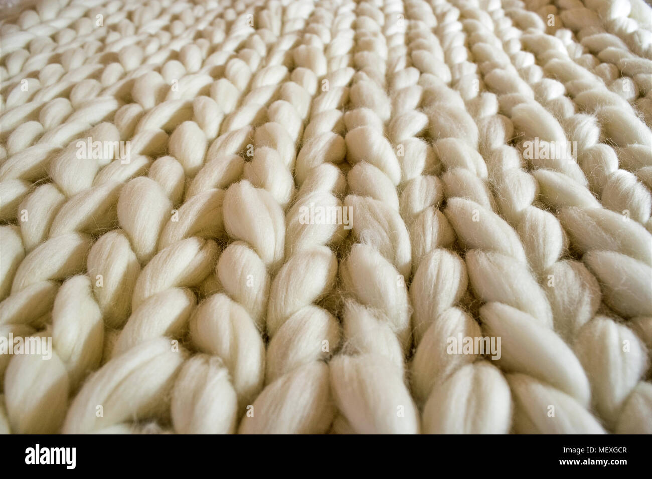 Bianco lana merinos plaid texture di sfondo, fino vicino Foto Stock