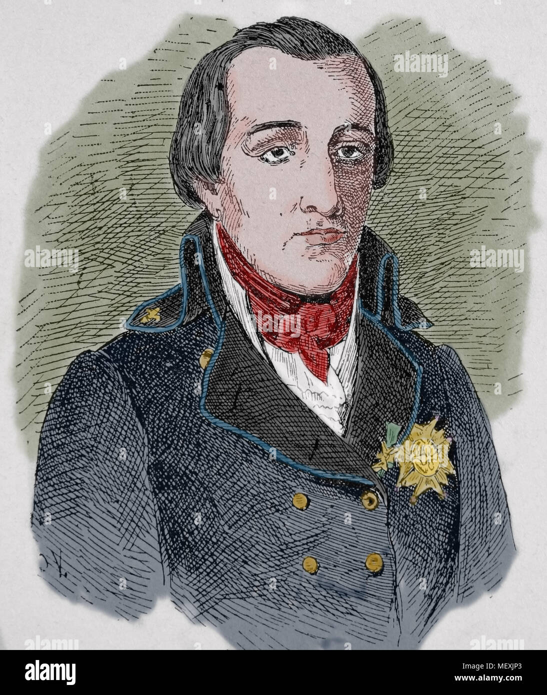 Louis Antoine de Borbone Duca di Enghien (1772-1804). Ritratto. Incisione del XIX secolo. Foto Stock