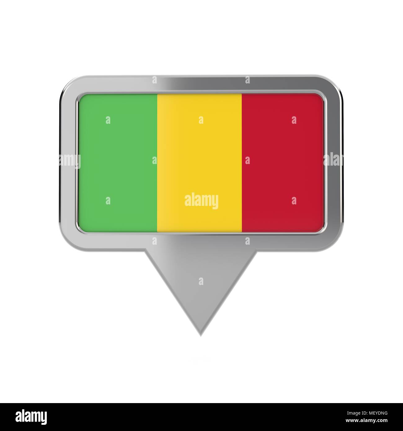 Mali bandiera posizione icona marcatore. Il rendering 3D Foto Stock