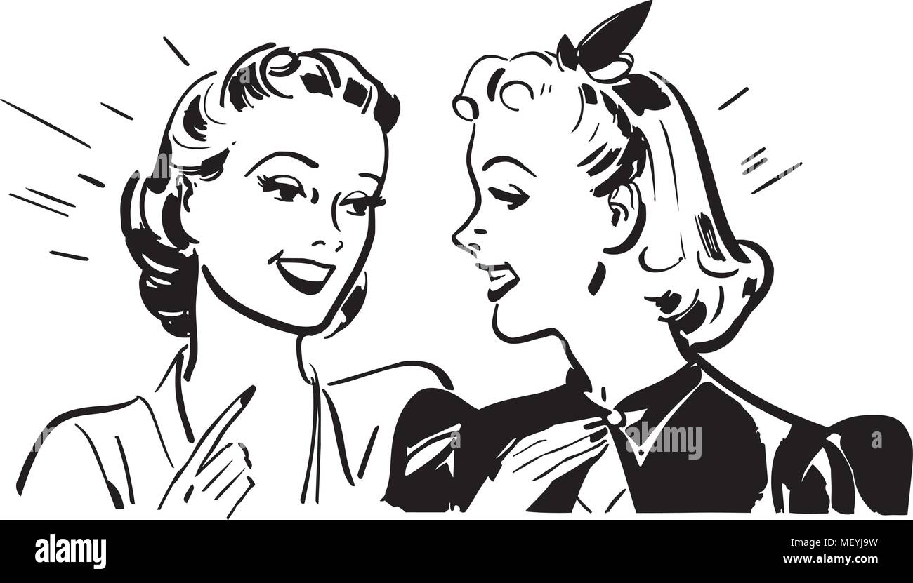Girl Talk - retrò illustrazione clipart Immagine e Vettoriale - Alamy
