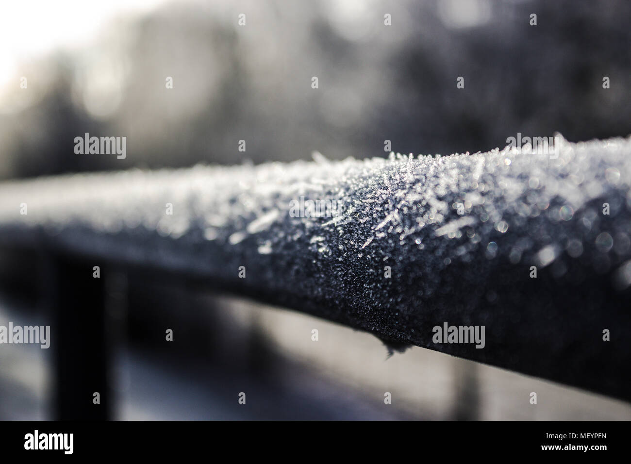 Frosty rail Foto Stock