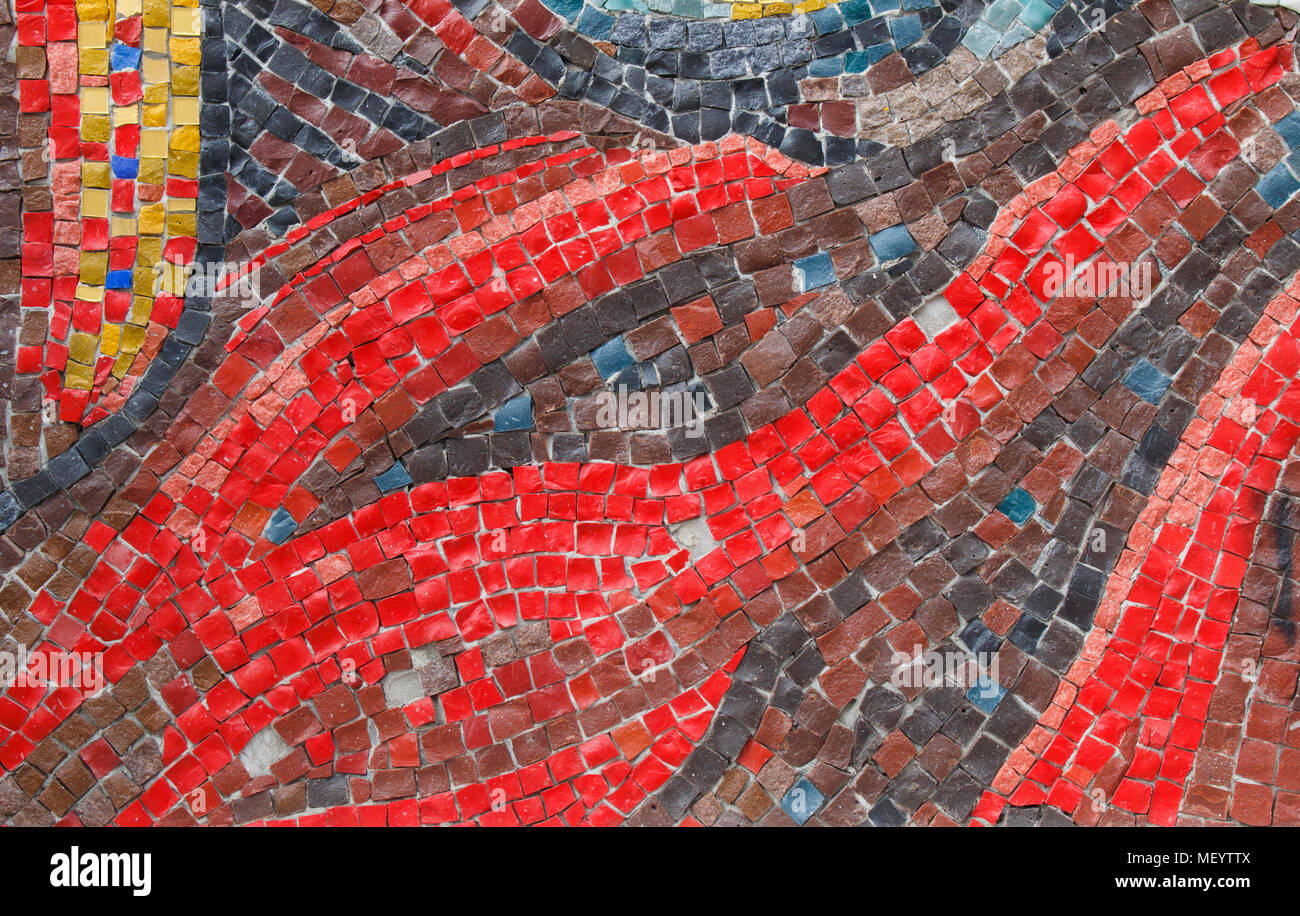 Parte del mosaico antico nella chiesa. Il frammento dell'icona resa del mosaico. Foto Stock