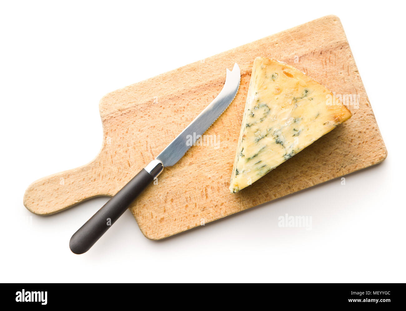 Gustoso formaggio blu isolato su sfondo bianco. Foto Stock