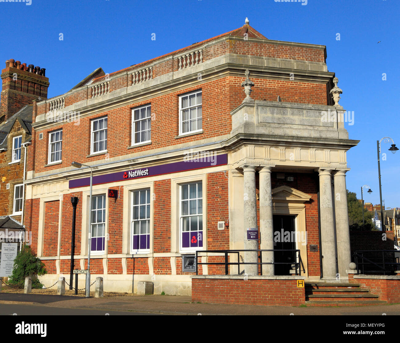 NatWest Bank, edificio, National Westminster Bank, Hunstanton, Norfolk, inglese, banche, chiusura Chiusura, England, Regno Unito Foto Stock