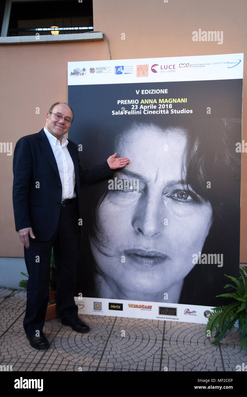 Roma 23 Aprile 2018 Cinecittà Studios- Photocall Award Anna Magnani Carlo Verdone premiato Credito: Giuseppe Andidero/Alamy Live News Foto Stock