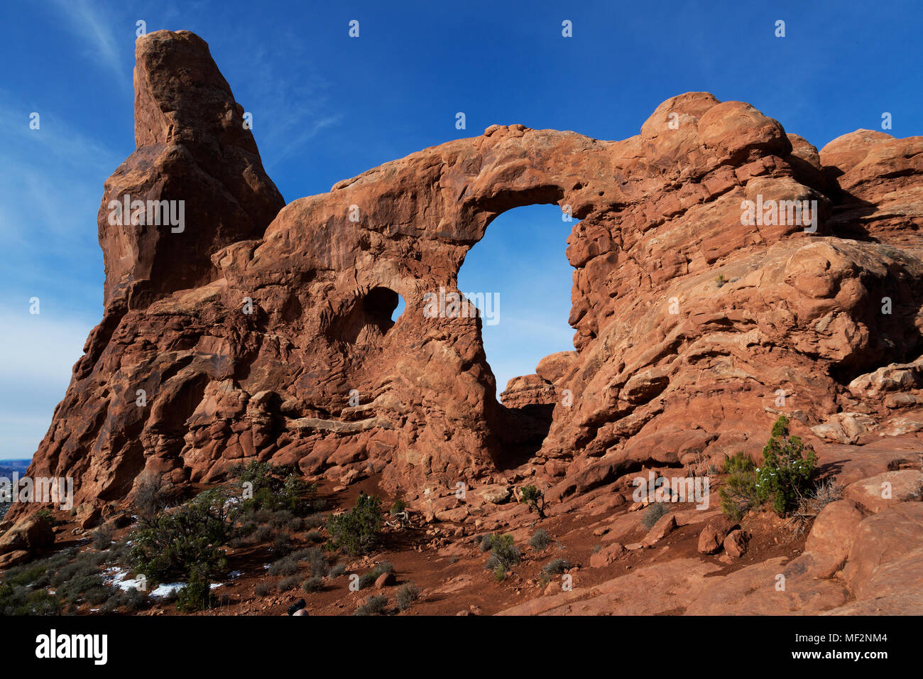 La torretta Arch, Arches National Park, Moab, Utah, Stati Uniti d'America Foto Stock
