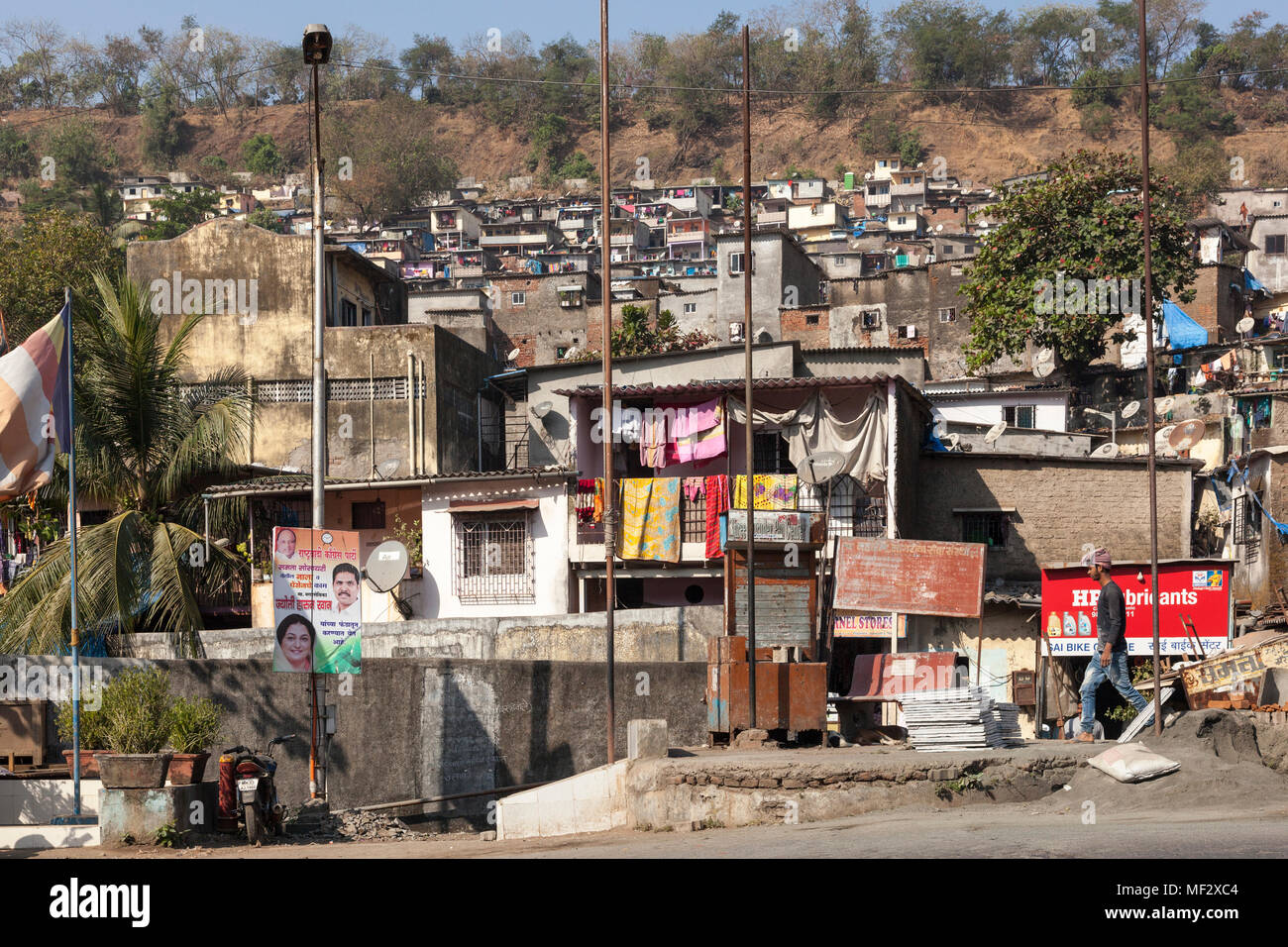 Vikhroli baraccopoli, Mumbai, India Foto Stock