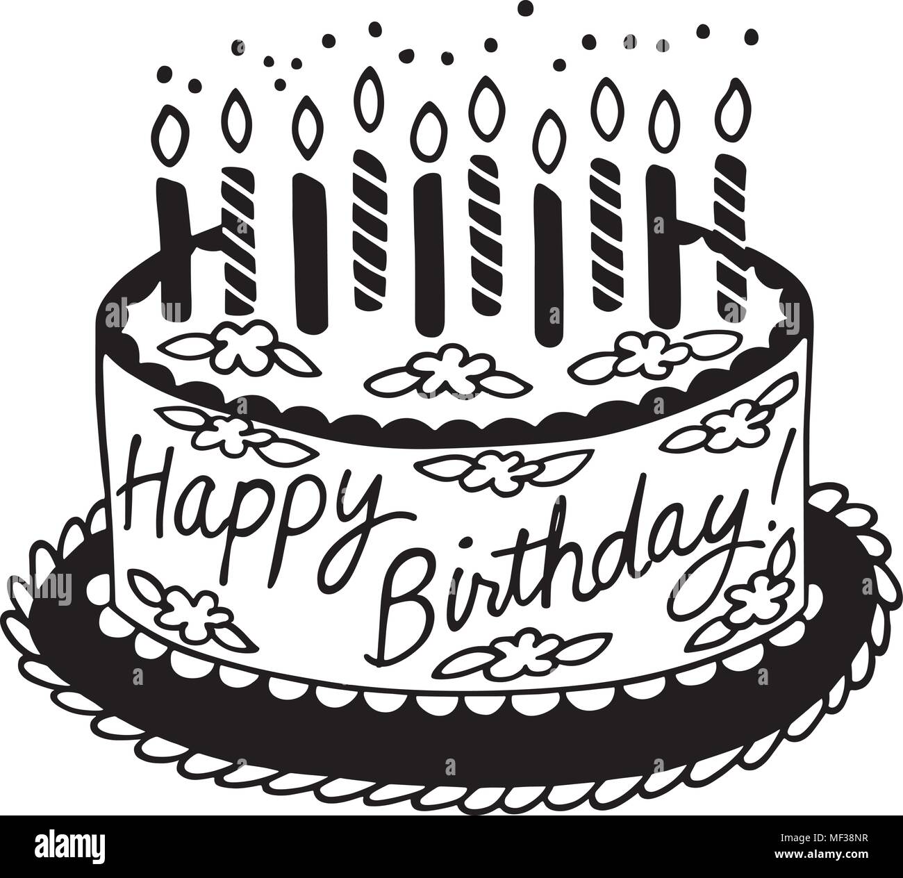 Buon Compleanno Torta Retro Illustrazione Clipart Immagine E Vettoriale Alamy