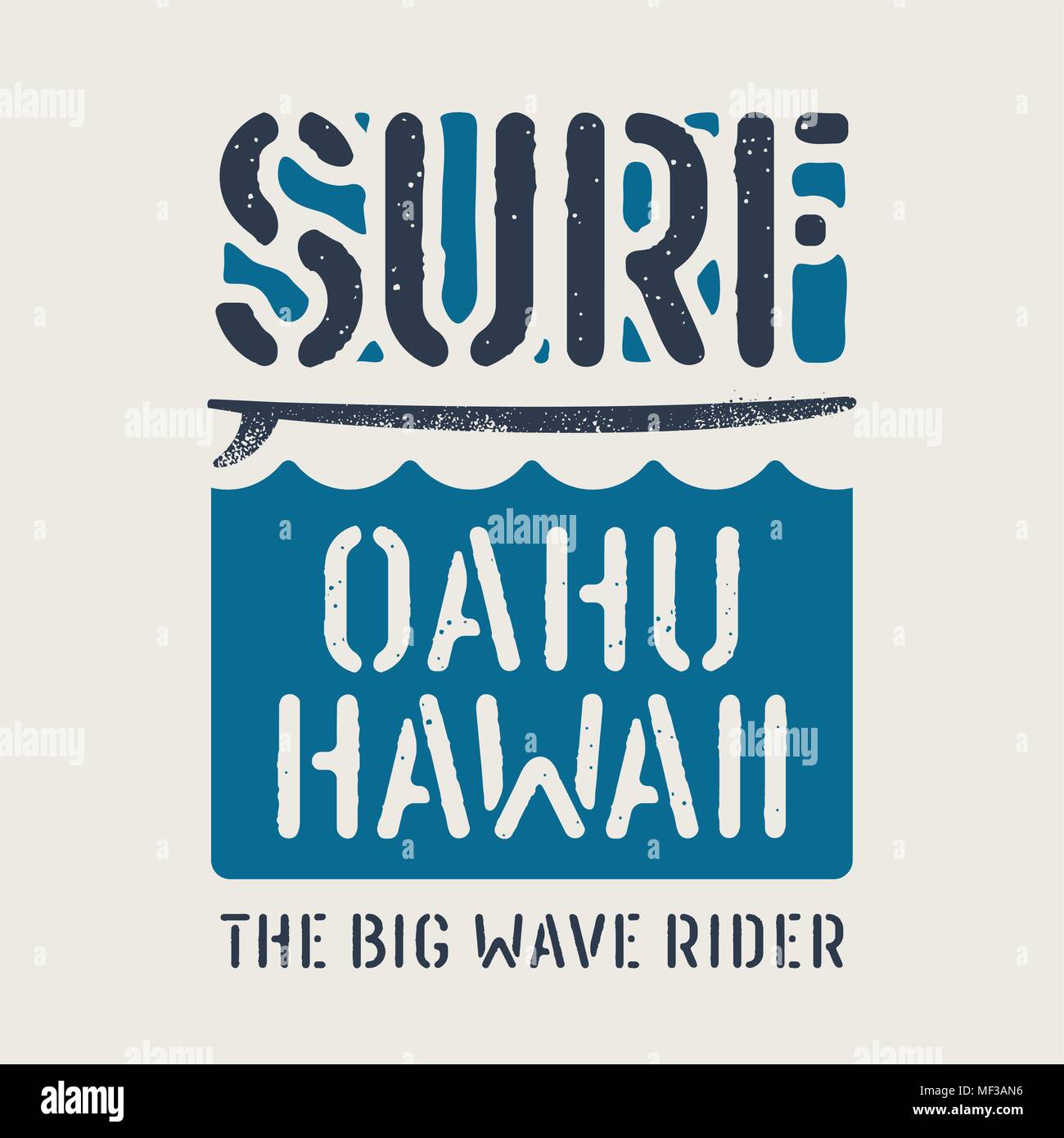 Illustrazione di surf. Surf Hawaii t-shirt design. Vintage Tee grafica. Vettori Illustrazione Vettoriale