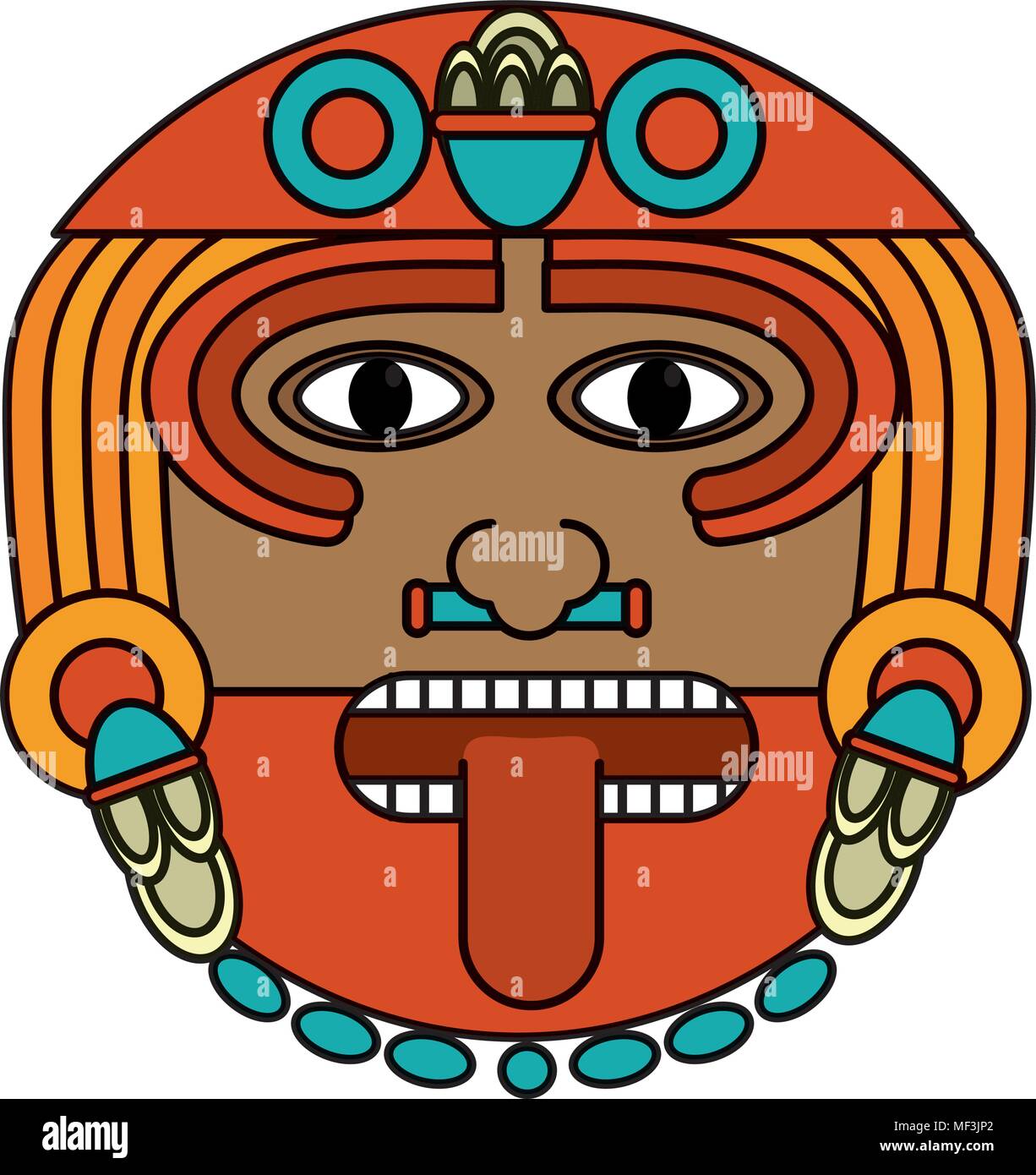 Colore aztec dio sole simbolo della cultura illustrazione vettoriale Illustrazione Vettoriale