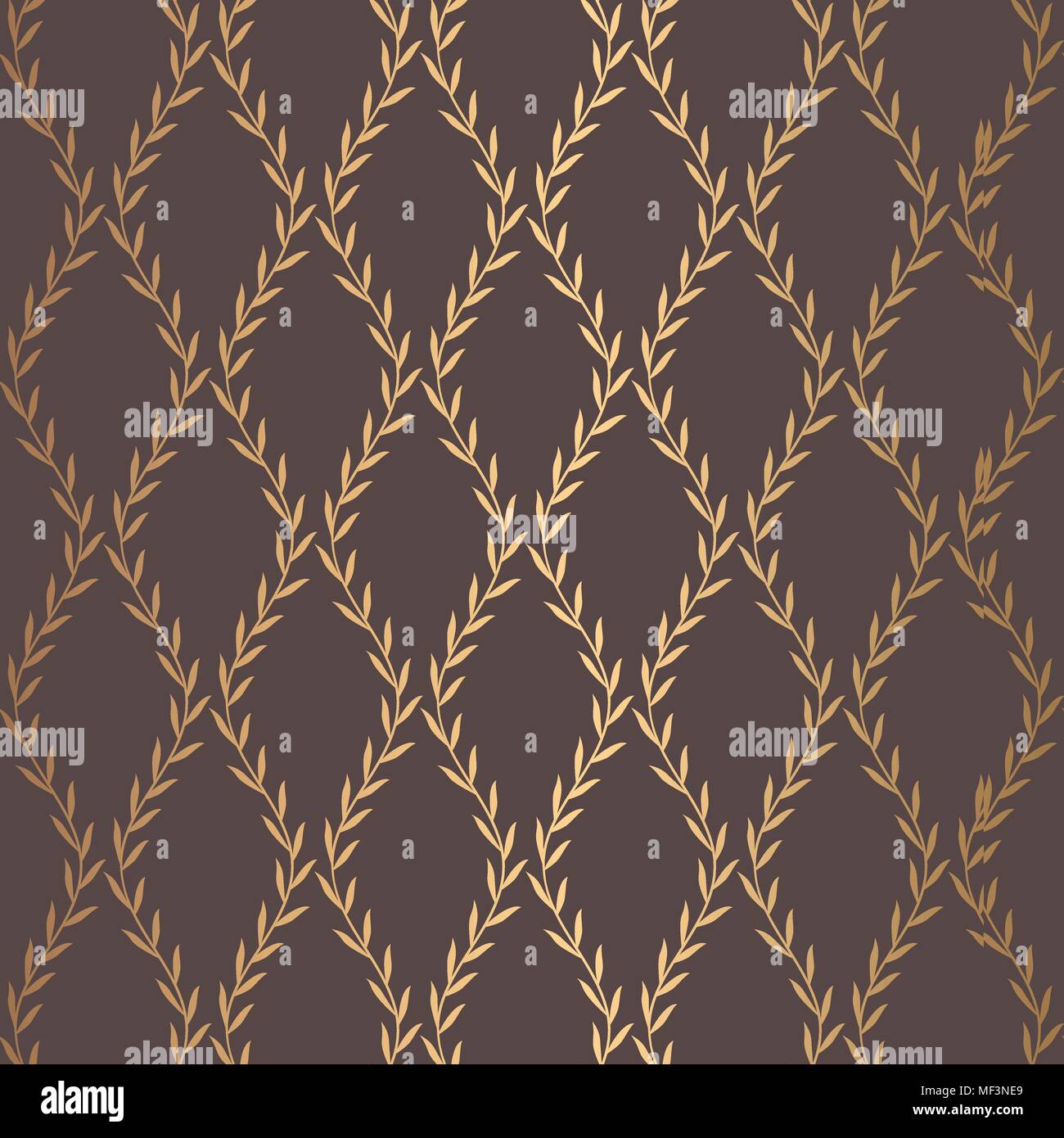 Foglie d'oro Pattern design vintage Illustrazione Vettoriale