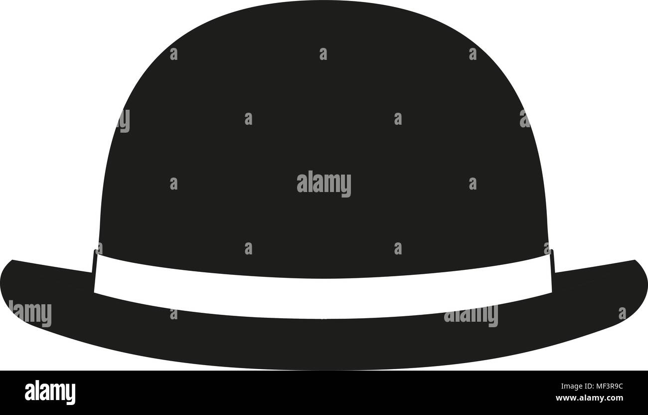 Bianco e nero cappello bowler silhouette Illustrazione Vettoriale