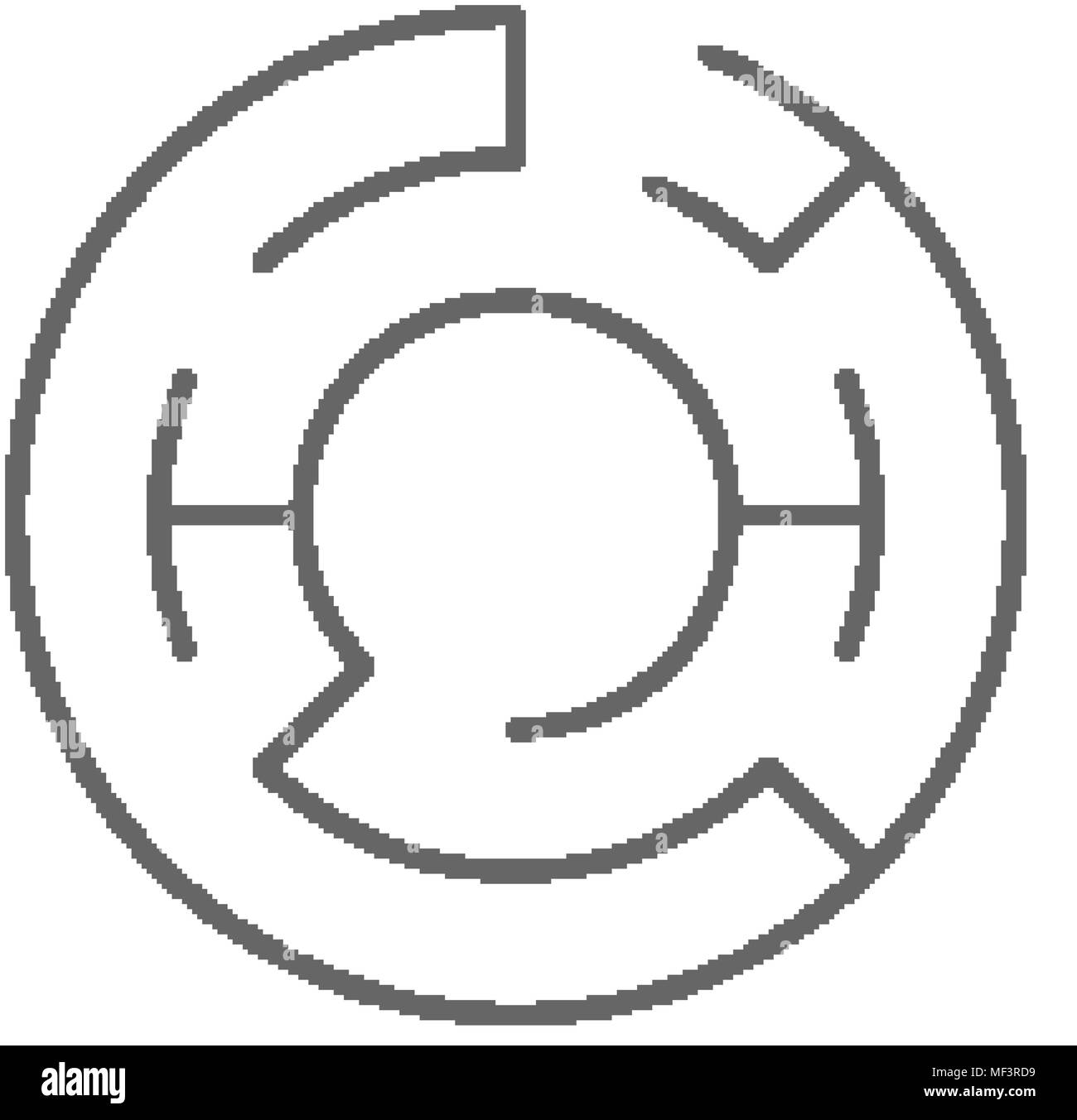 Sottile linea circolare icona maze illustrazione per la progettazione Illustrazione Vettoriale