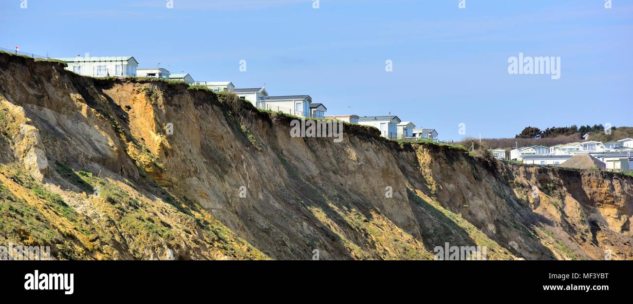 Holiday caravan sul ciglio della scogliera a East Runton Cromer Englnad NORFOLK REGNO UNITO Foto Stock