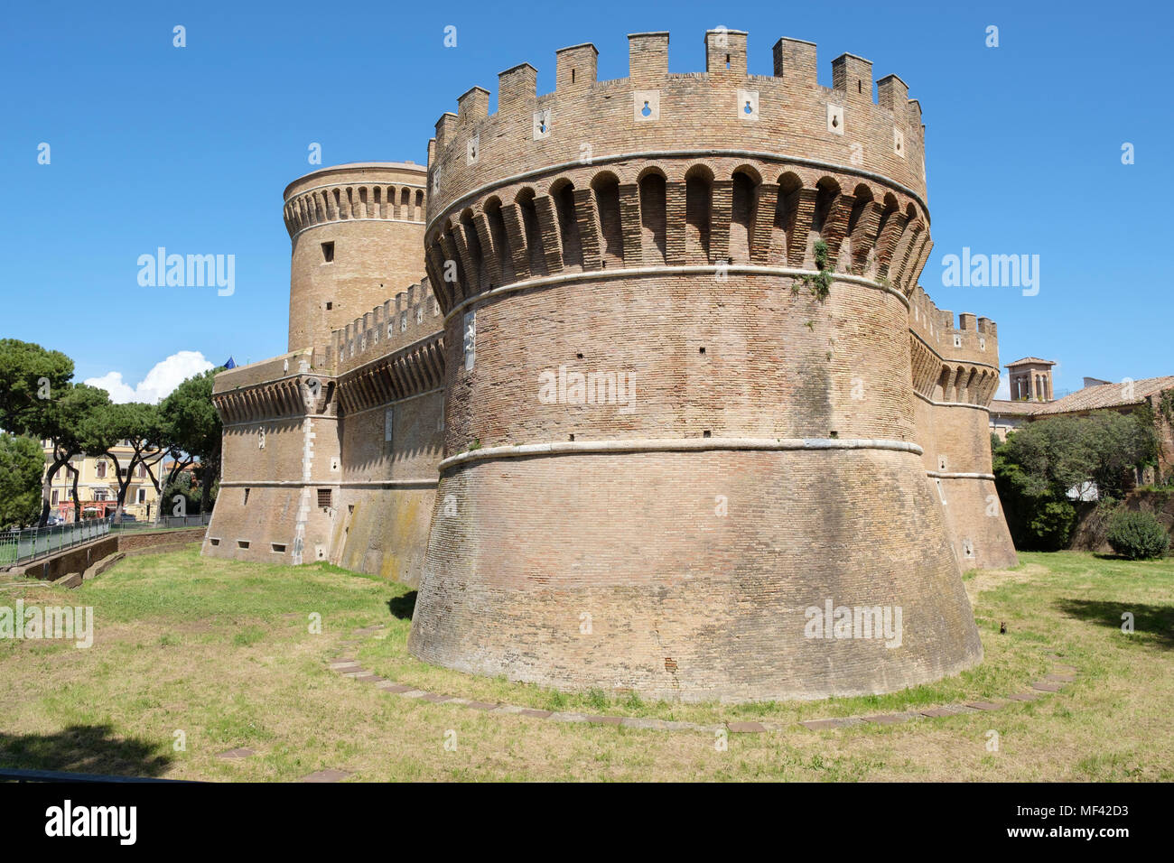 Esterno del Castello di Giulio II - Ostia Antica, Lazio, Italia Foto Stock