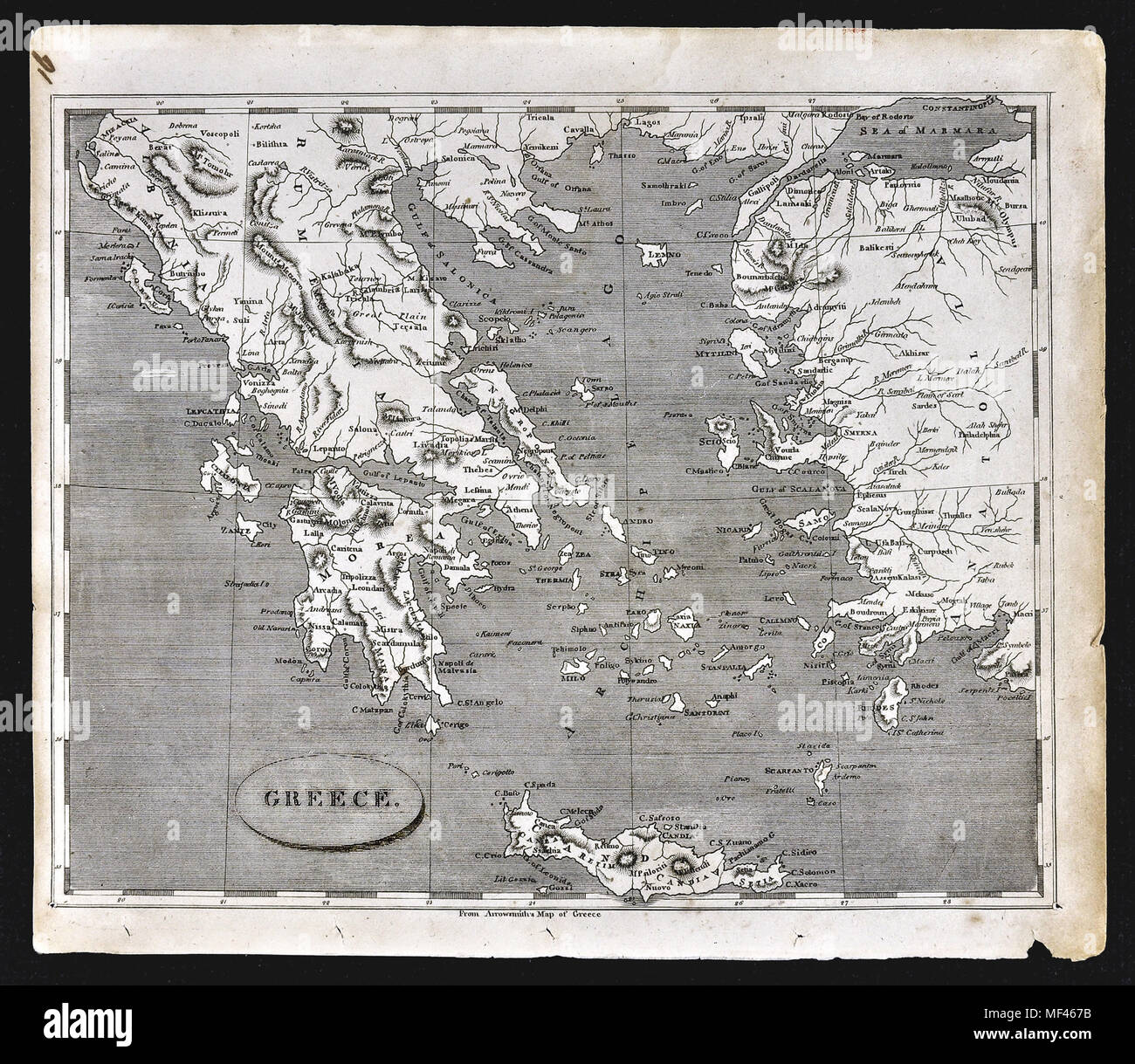 1804 Arrowsmith Mappa - Grecia Balcani Turchia Cicladi Atene Cipro Mare Egeo Foto Stock