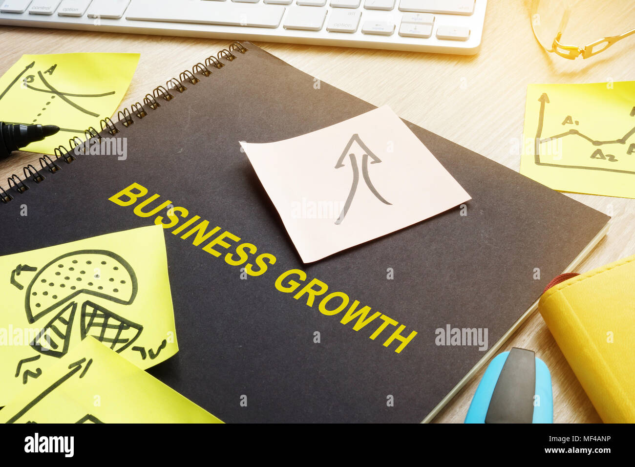 Prenota con il titolo la crescita del business e bastoni. Foto Stock