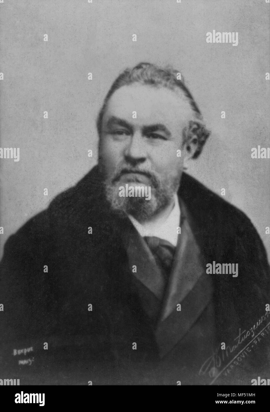 Ritratto di Emile Bergerat alias Caliban ( 1845 - 1923 ) e lo scrittore francese , poeta, critico drammatico , reporter - Fotografia anonimo Foto Stock