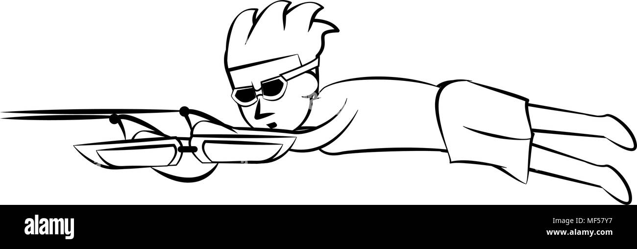 Diving Pesca sport acquatici in bianco nero i colori Illustrazione Vettoriale