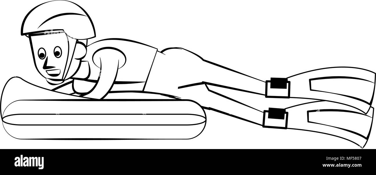 Diving sport acquatici in bianco nero i colori Illustrazione Vettoriale