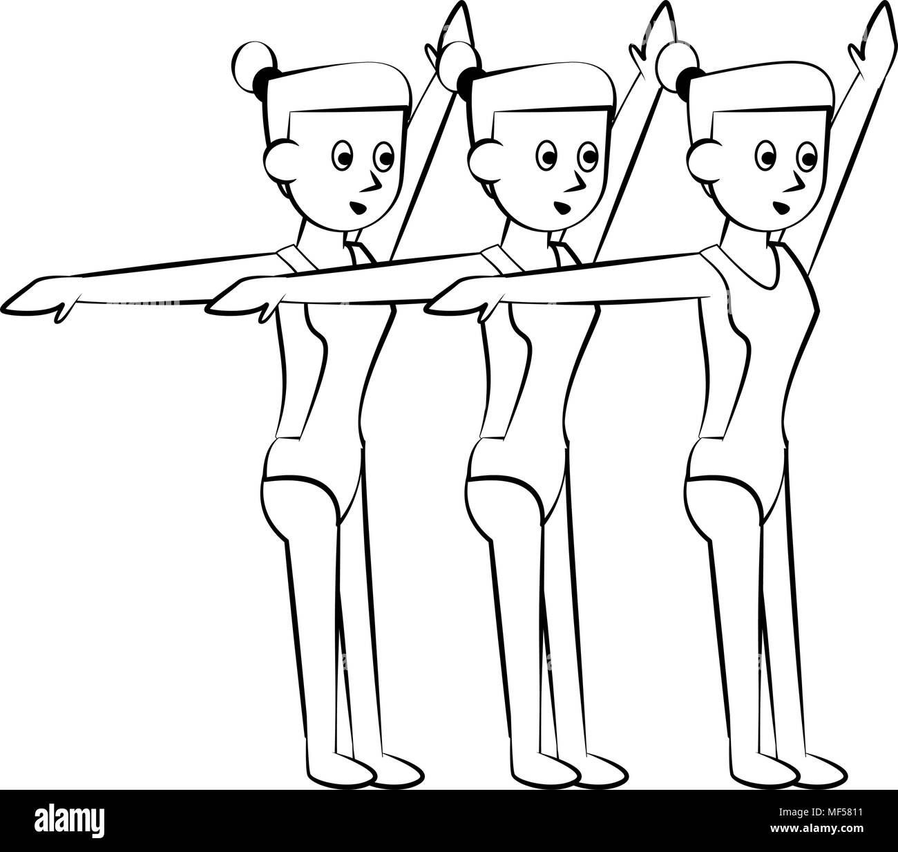 Nuoto sincronizzato sport acquatici in bianco nero i colori Illustrazione Vettoriale