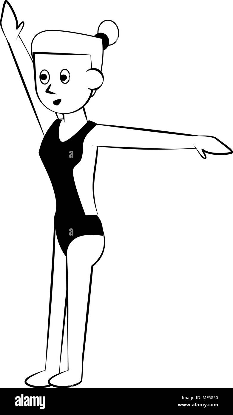 Nuoto sincronizzato sport acquatici in bianco nero i colori Illustrazione Vettoriale