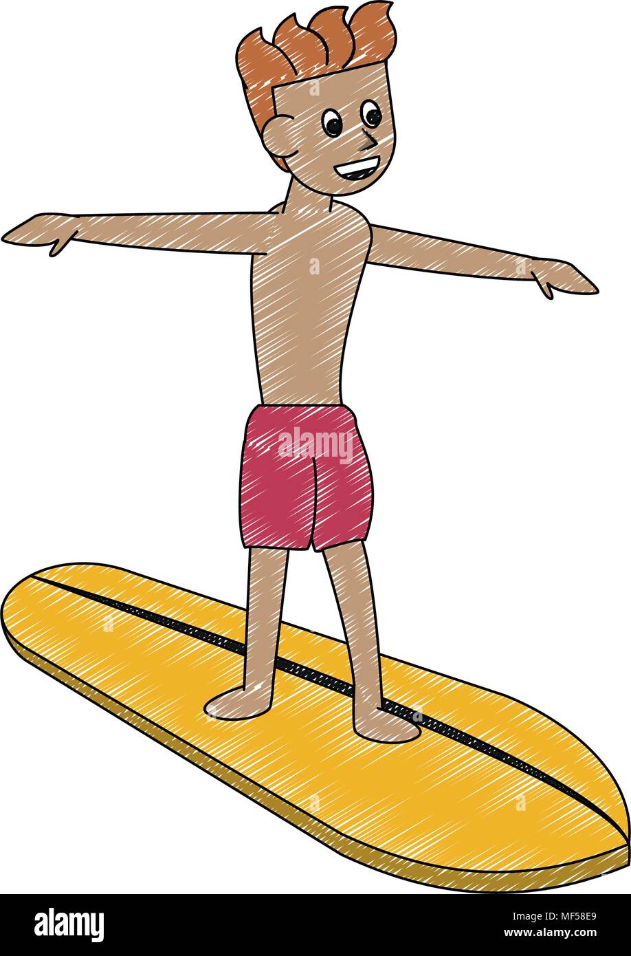 Stand up pedaliera acqua surf sport scribble Illustrazione Vettoriale