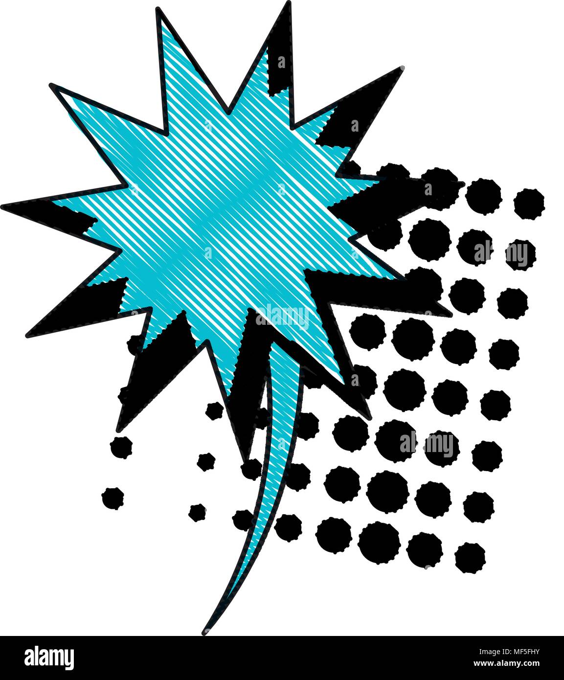Espressione di burst, pop art style design su sfondo bianco, illustrazione vettoriale Illustrazione Vettoriale