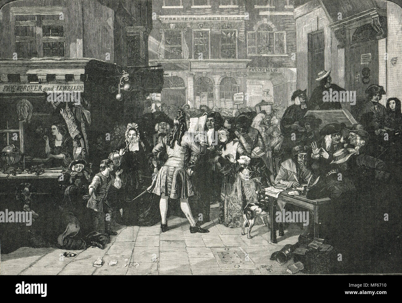 South Sea Bubble, cambiare Alley, London, 1720 Foto Stock